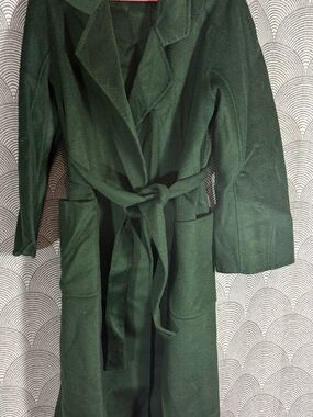 Green Women's Wrap Belted Coat